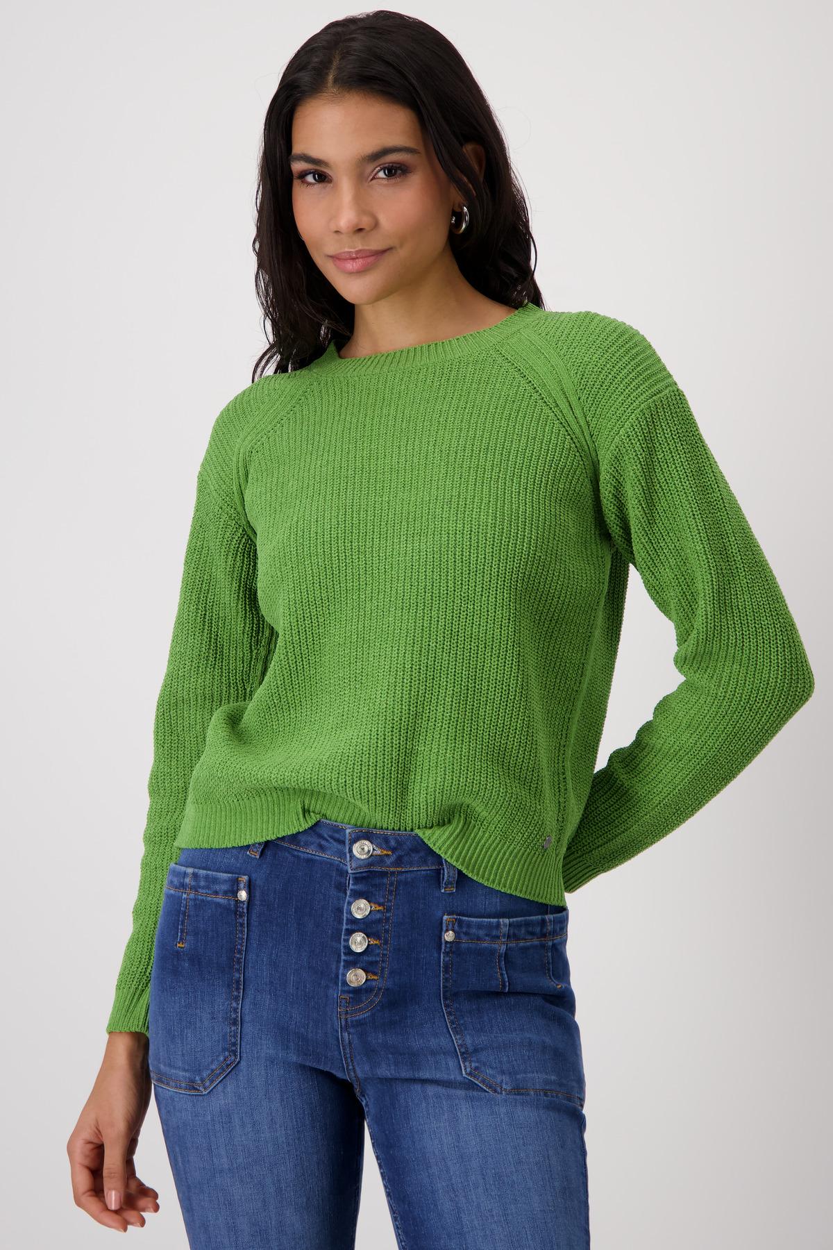 Strickpullover mit Perlfangmuster 42 - Avocado