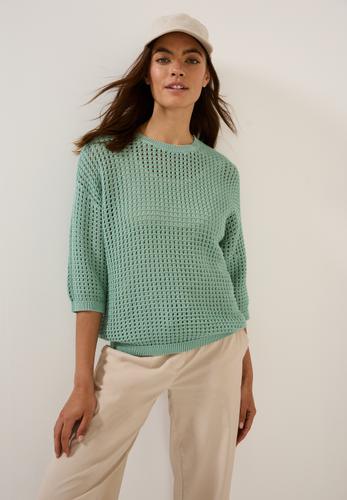 Pullover im Häkel-Optik L - Matcha Green
