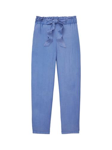 Paperbag Hose S Tapered Fit - Bright Mid Blue Chambray