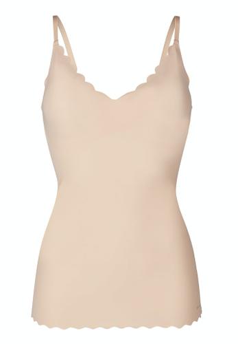 Skiny Damen Spaghettishirt herausnehmbare Pads Micro Essentials Beige 40