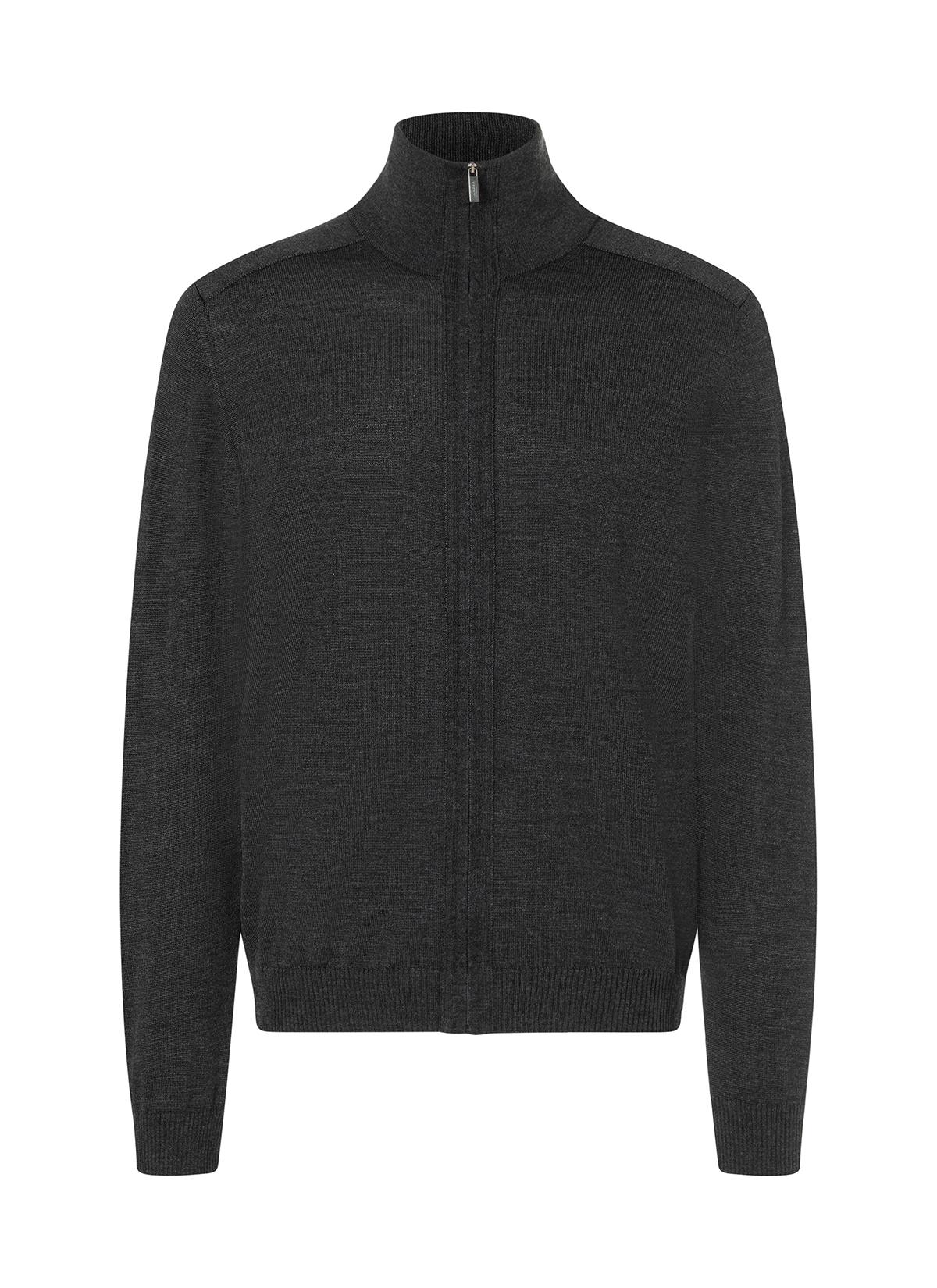 Strickjacke Zip 1/1 Arm 50 Classic Fit - Anthrazit