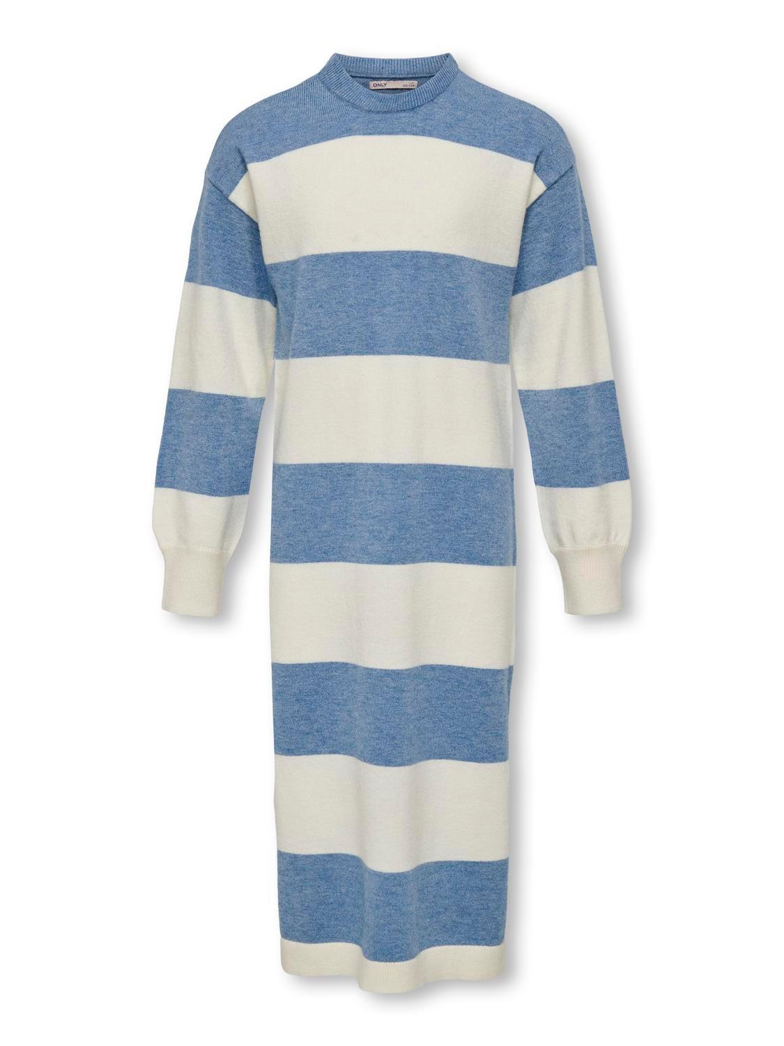 KOGIBI LS STRIPE MAXI O-NECK DRESS 158/164 Weit geschnitten - Whitecap Gray