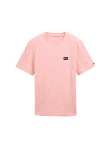 T-Shirt mit Logo-Label XL Regular Fit - Hazy Coral White Fine Stripe