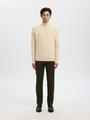 SLHDANE LS KNIT STRUCTURE HALF ZIP NOOS XL Normal geschnitten - Oatmeal