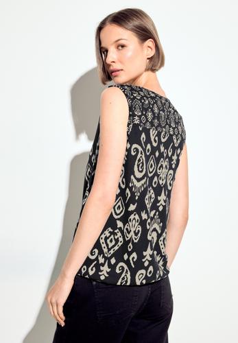 Top mit Ornament Print S - Black