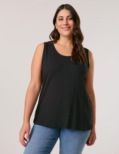 Basic-Top mit Seitenschlitzen 46 Figurumspielend - Black