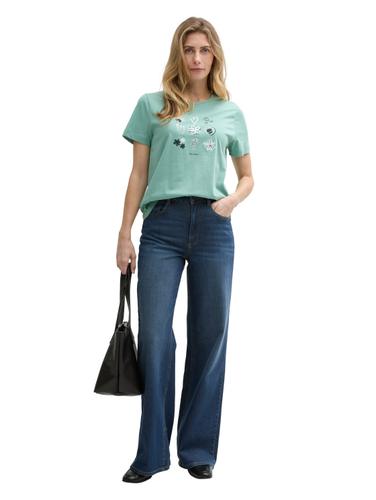 T-Shirt mit Print XL Regular Fit - Bleeched Green