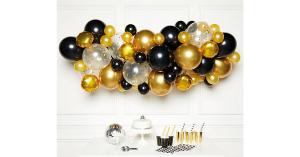 DIY Ballongirlande Schwarz Gold, 66 Ballons gold/schwarz