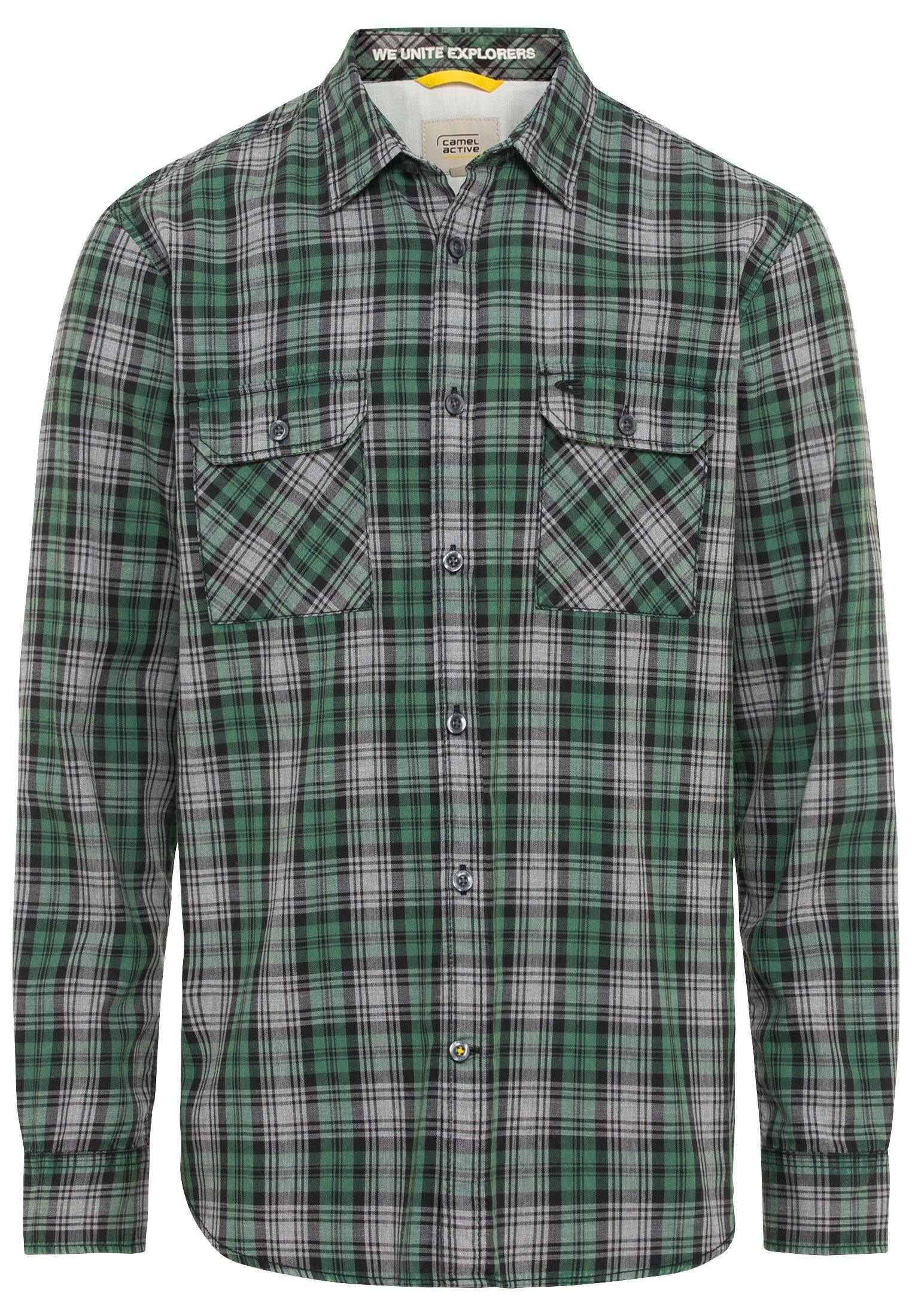 Kariertes Hemd aus reiner Baumwolle XXL Regular Fit - Pine Green