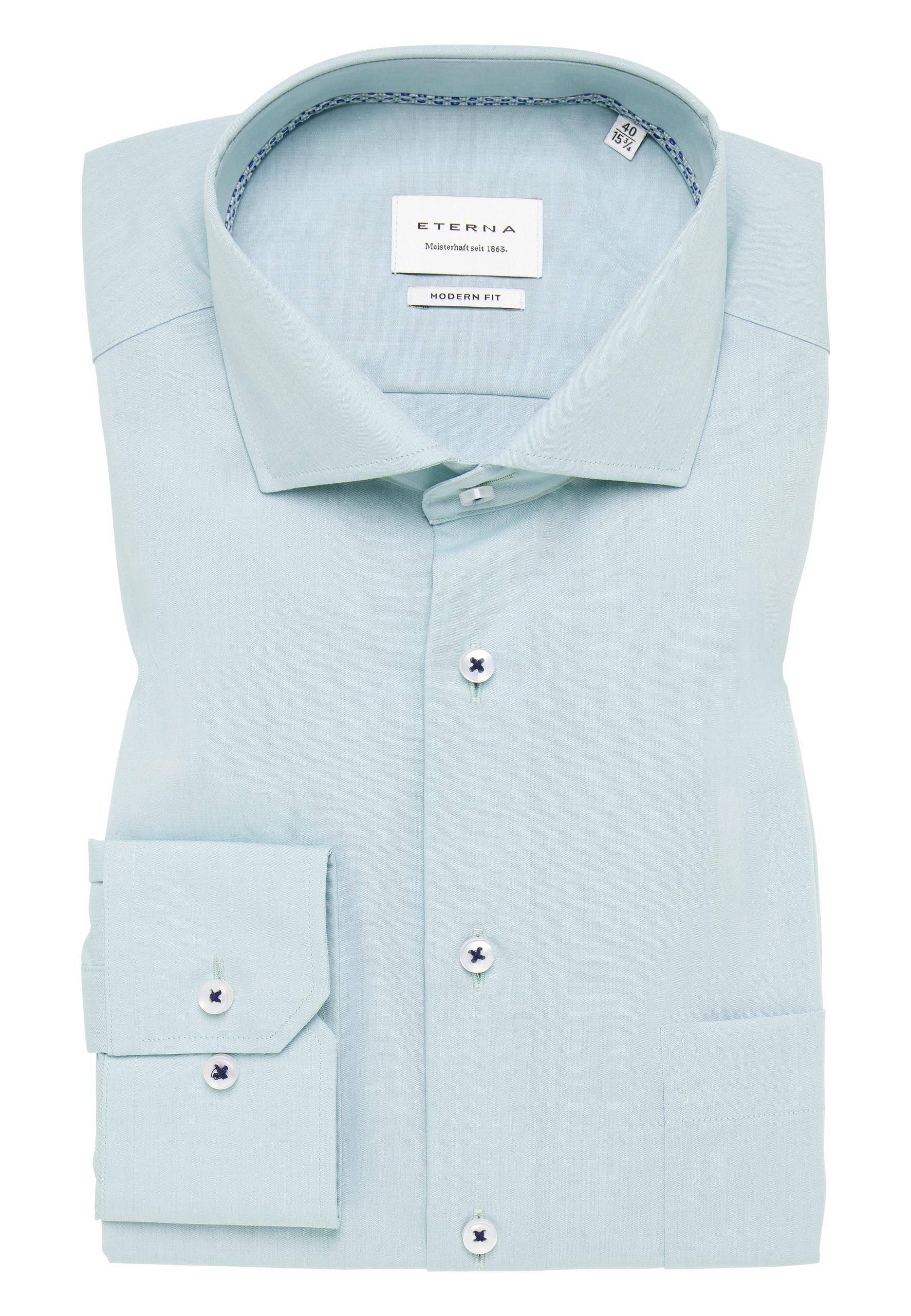 Hemd Chambray Langarm 40/Langarm - 65cm MODERN FIT - Grün
