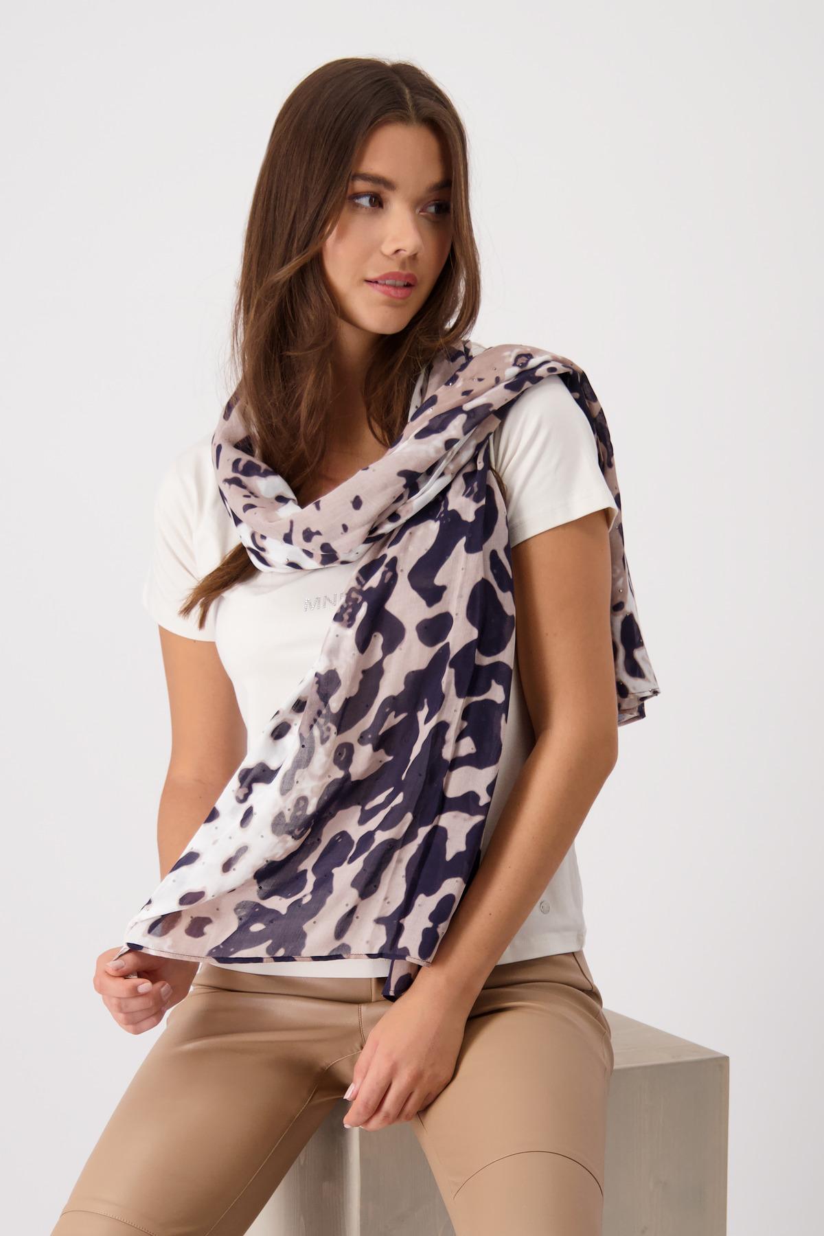Schal mit Leomuster OS - Creamy Beige Gemustert
