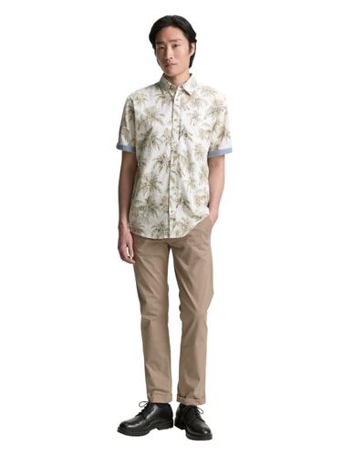 Regular Fit Kurzarmhemd mit Palmen-Print XXL Regular Fit - Off White Stripe Palm Design