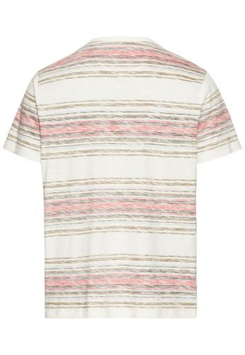 T-Shirt mit Streifenmuster aus Baumwolle XL Regular Fit - Sunfaded Red