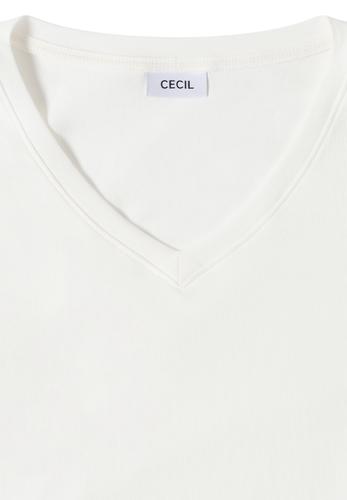 Basic V-Neck Shirt L - Vanilla White