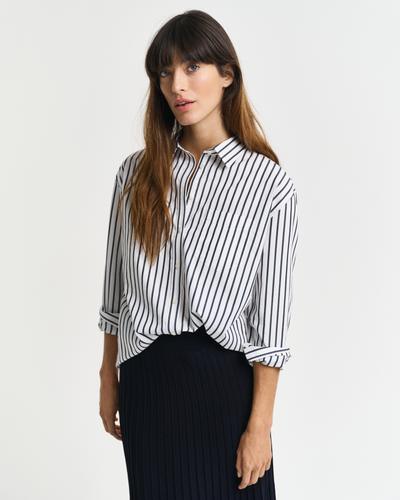 Relaxed Fit Popeline Bluse mit Streifen 38 - Evening Blue