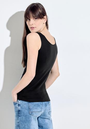 Top in Unifarbe - Schwarz / L