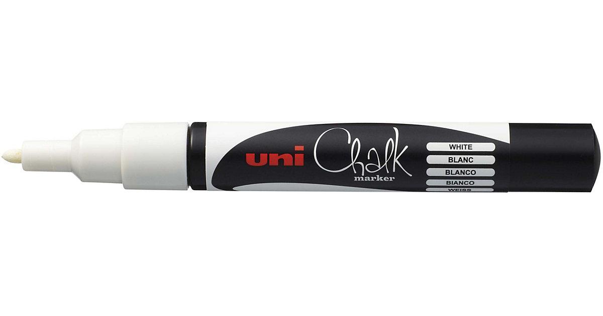 Kreidemarker UNI Chalk weiß; Strichstärke: 0,9 - 1,3 mm Füller