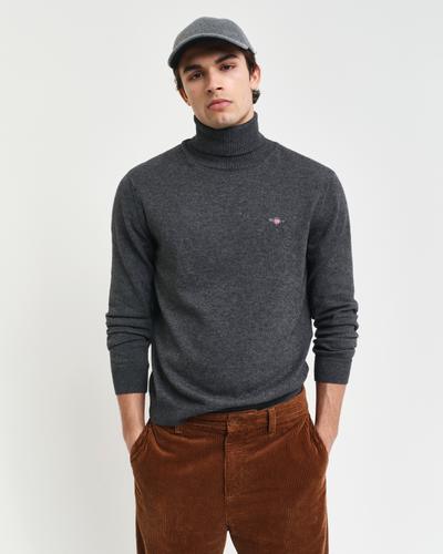 Rollkragenpullover aus Wolle und Baumwolle XXL - Dark Grey Melange