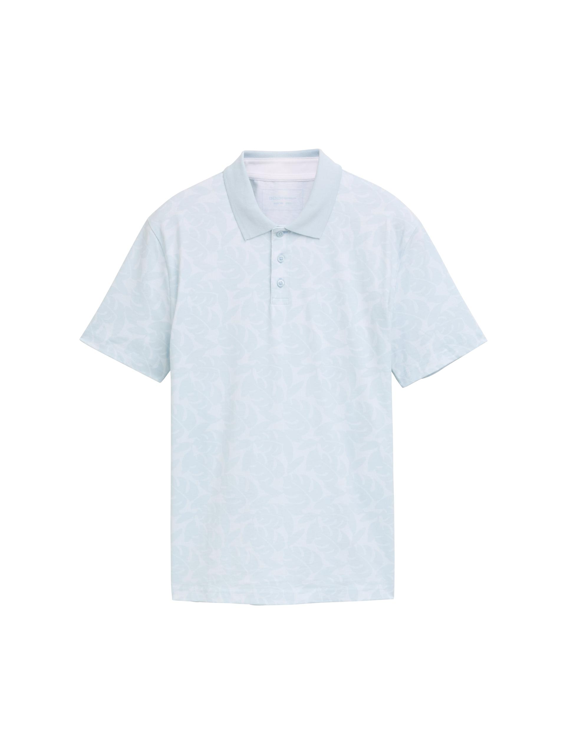 Jersey Poloshirt mit Print XL Regular Fit - Blue Tropical Leaf Print