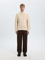 SLHUFFE LS KNIT RELAXED CABLE HIGH NECK S Locker geschnitten - Oatmeal