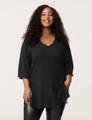 Langer Pullover mit 3/4 Arm 46 Gerade geschnitten | Lässige Passform - Black