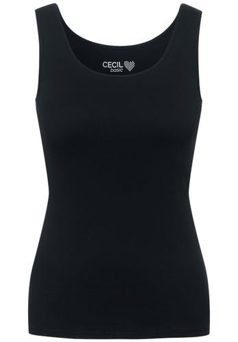 Top in Unifarbe - Schwarz / L