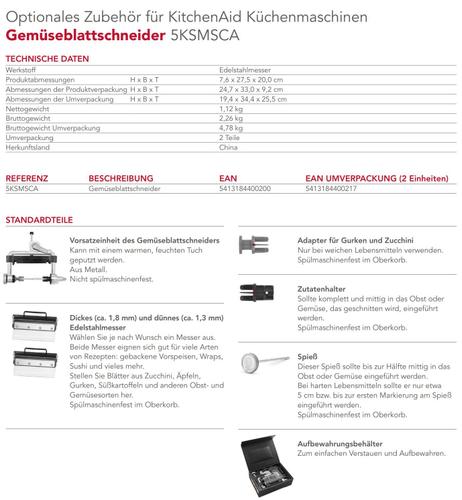 KitchenAid Gemüseblattschneider 5KSMSCA - Default Title