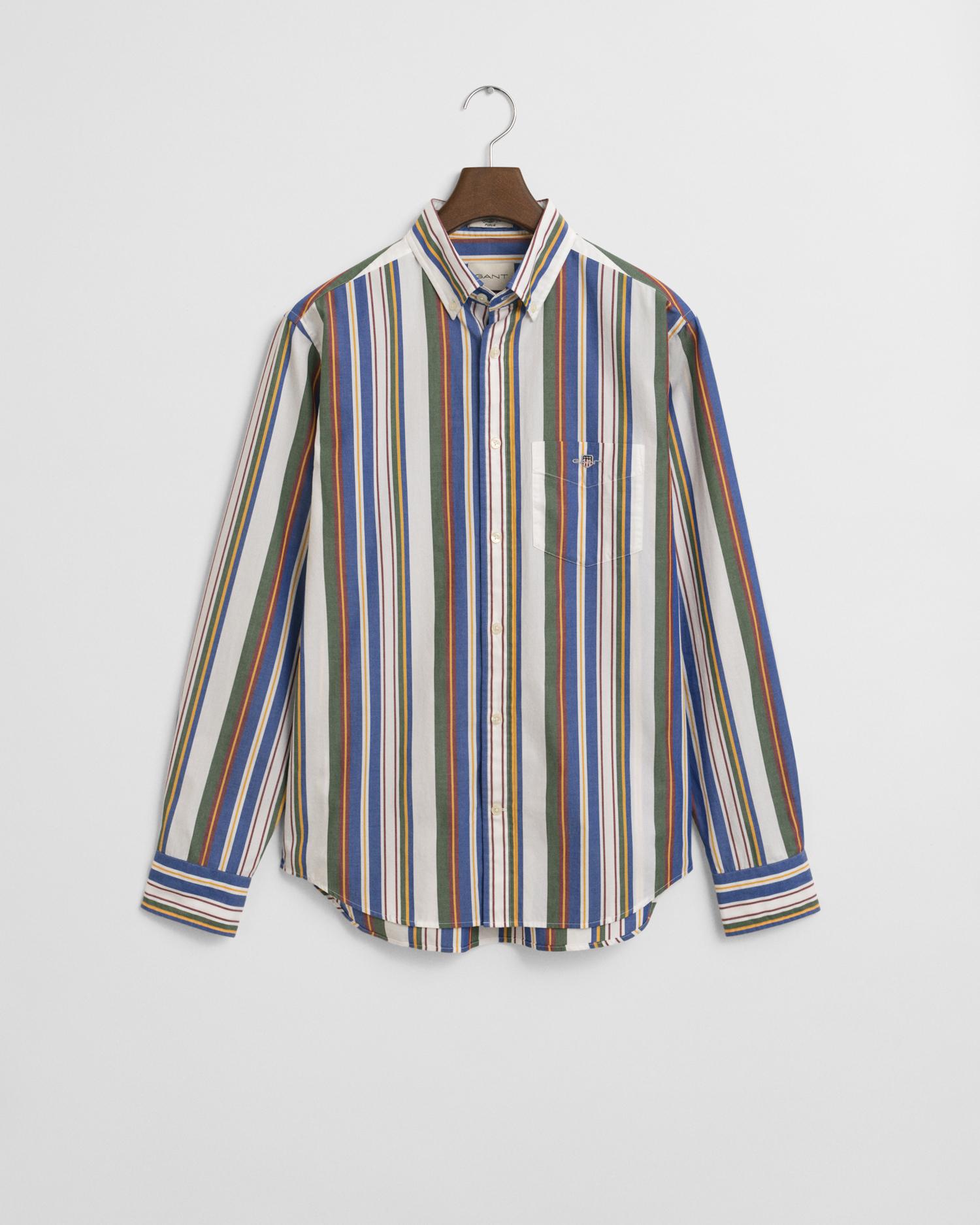 Regular Fit Classic Popeline Hemd mit mehrfarbigen Streifen XL - Multicolor