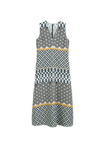 Leinenkleid flared 38 Relaxed Fit - Multi/ White Cotton