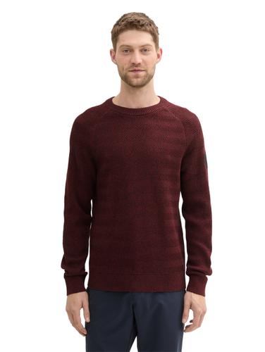Basic Strickpullover mit Rundhalsausschnitt XXL Regular Fit - Burgundy Red Navy Multicolor