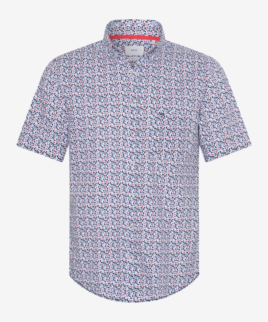 Style Dan XXL Herrenhemd, Halbarm, Button Down-Kragen, Durchgehende Knopfleiste, Modern Fit, Leicht taillierte Silhouette - Coral