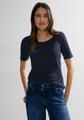 Cecil T-Shirt in Unifarbe - Dunkelblau / XL