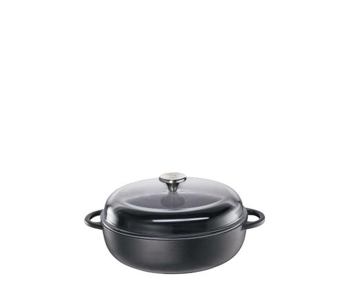 Küchenprofi Provence Bauernpfanne mit hohem Glasdeckel, - 24cm / schwarz