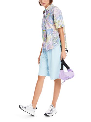 Bedruckte Bluse "Rethink Together" Violett 40