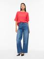 VIMALU O-NECK 2/4 KNIT TOP-NOOS XS Locker geschnitten - Hibiscus