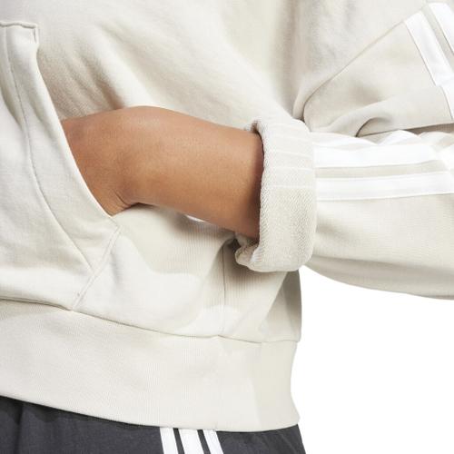 ADIDAS Damen Kapuzensweat Essentials 3-Streifen French Terry Quarter-Zip S in Grau