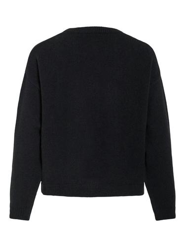 VIBRIANNA O-NECK L/S BOW KNIT CARDIGAN S Normal geschnitten - Black Beauty