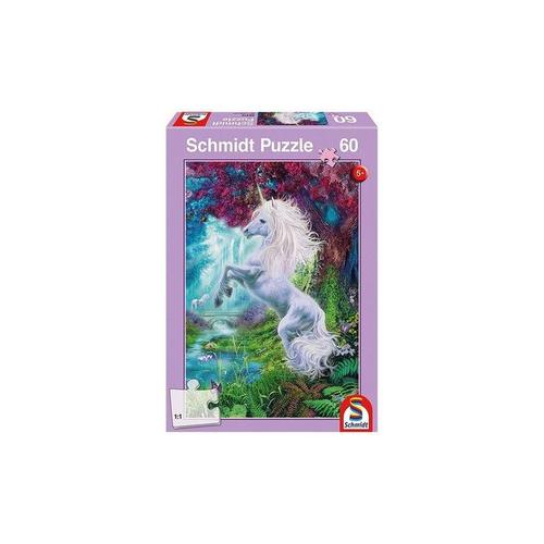 Schmidt Spiele Puzzle, 60 Teile, 36x24 cm, Einhorn im verzauberten Garten