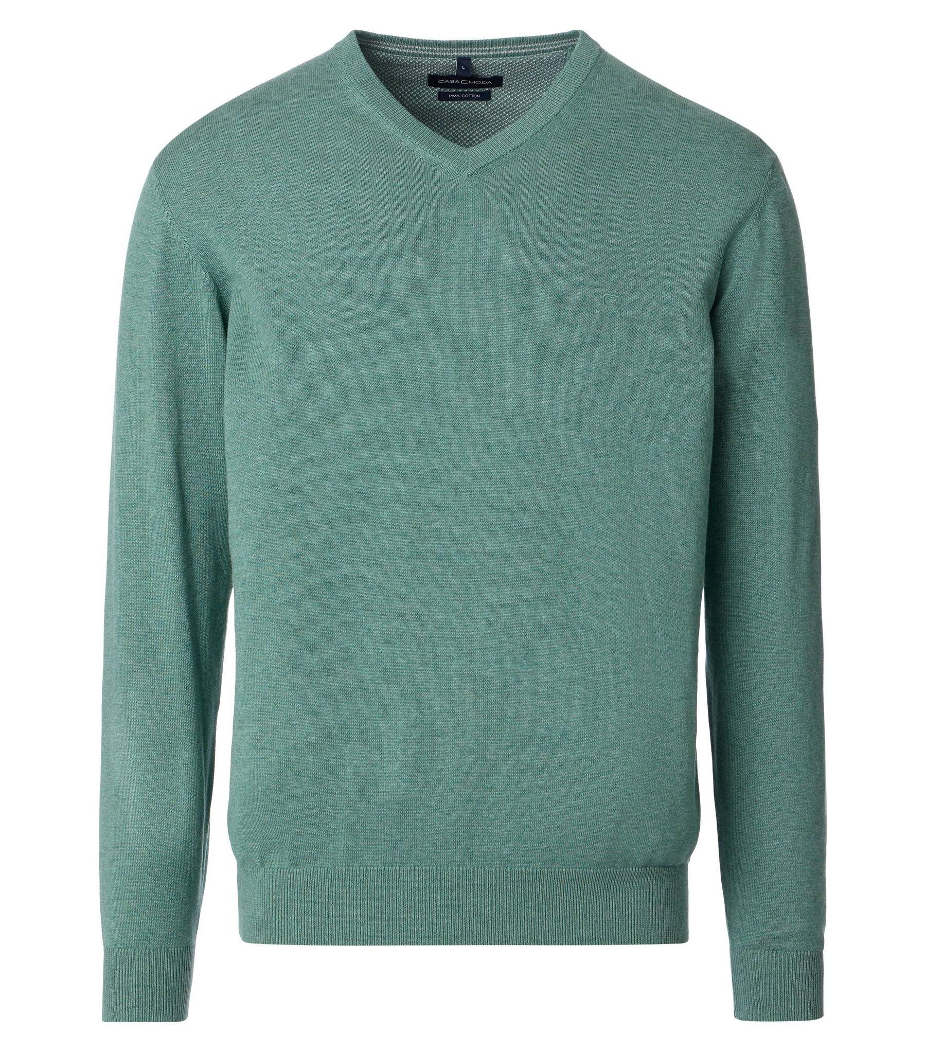 Pullover mit V-Ausschnitt uni 004430 - Grün / 3XL