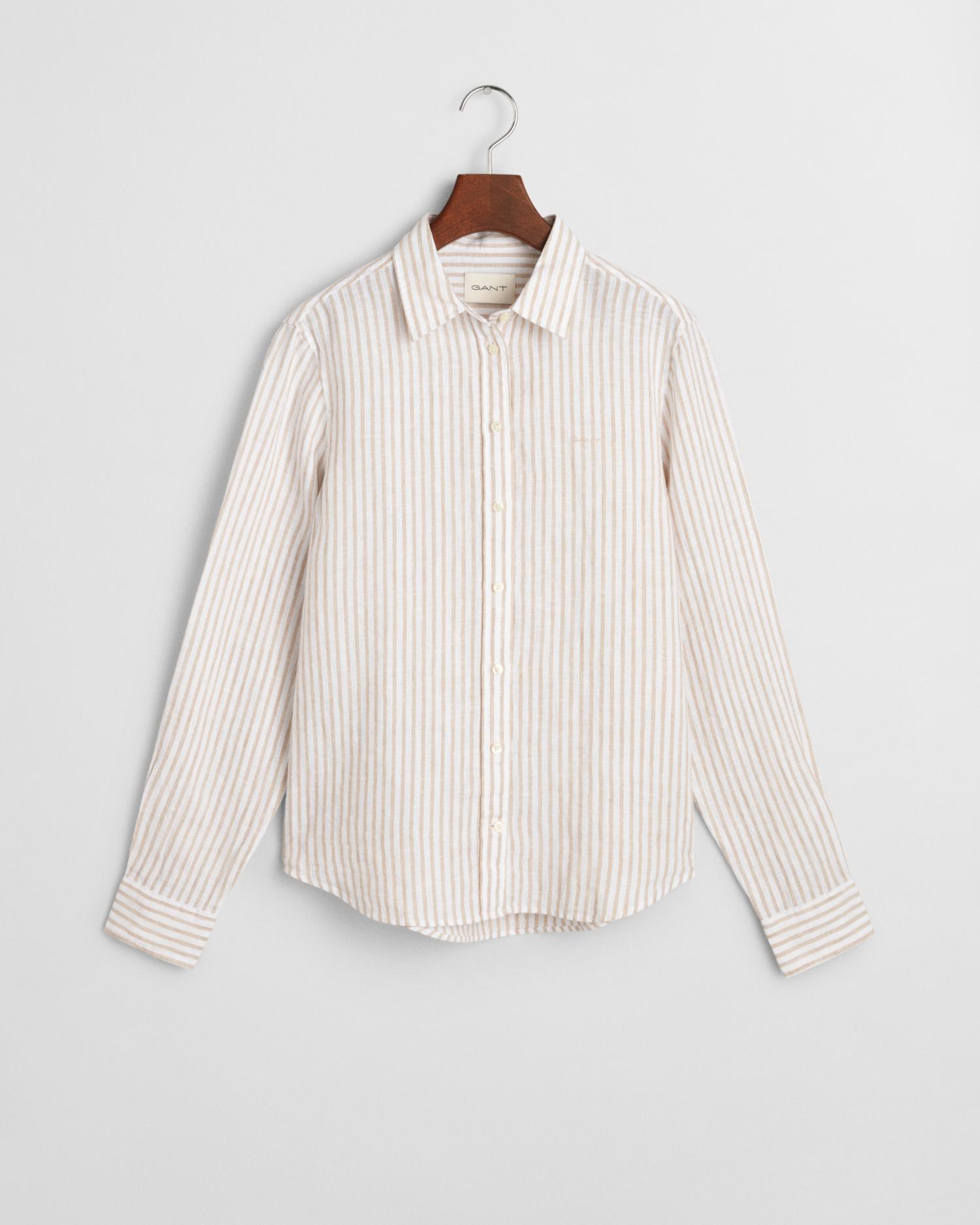 Regular Fit Leinenbluse mit Streifen 36 - Dry Sand
