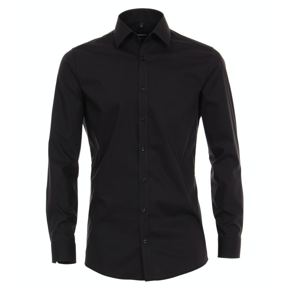 Popeline Hemd uni 001420 43 Body Fit - Schwarz