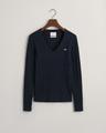 Zopfstrick V-Neck Pullover aus Stretch-Baumwolle M - Evening Blue