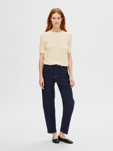 SLFELINNA NEW SS KNIT TOP NOOS XL Normal geschnitten - Birch
