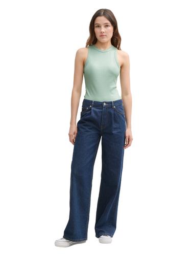 Coated Ripp Top mit Glitzer-Effekt XXL Slim Fit - Fresh Mint Green