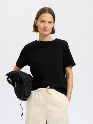 SLFASSIA SS INSERT TEE M Normal geschnitten - Black
