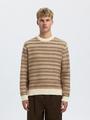 SLHREVY LS KNIT RELAXED JAC CREW NECK S Locker geschnitten - Egret