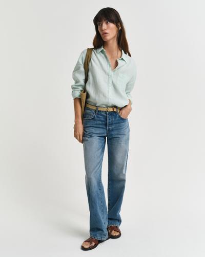 Relaxed Fit Leinen Bluse 38 - Faded Mint