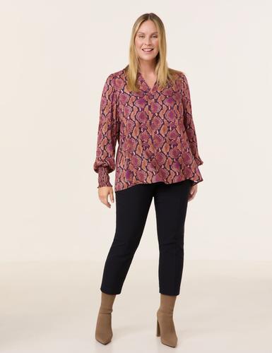 Bluse mit Python-Print 46 Figurumspielend | Leger - Caramel Gemustert