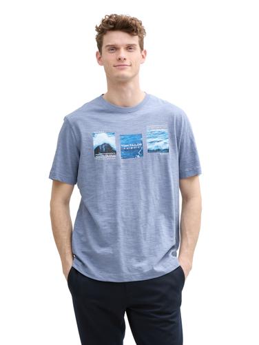 T-Shirt mit Foto-Print XXL Regular Fit - Dove Blue