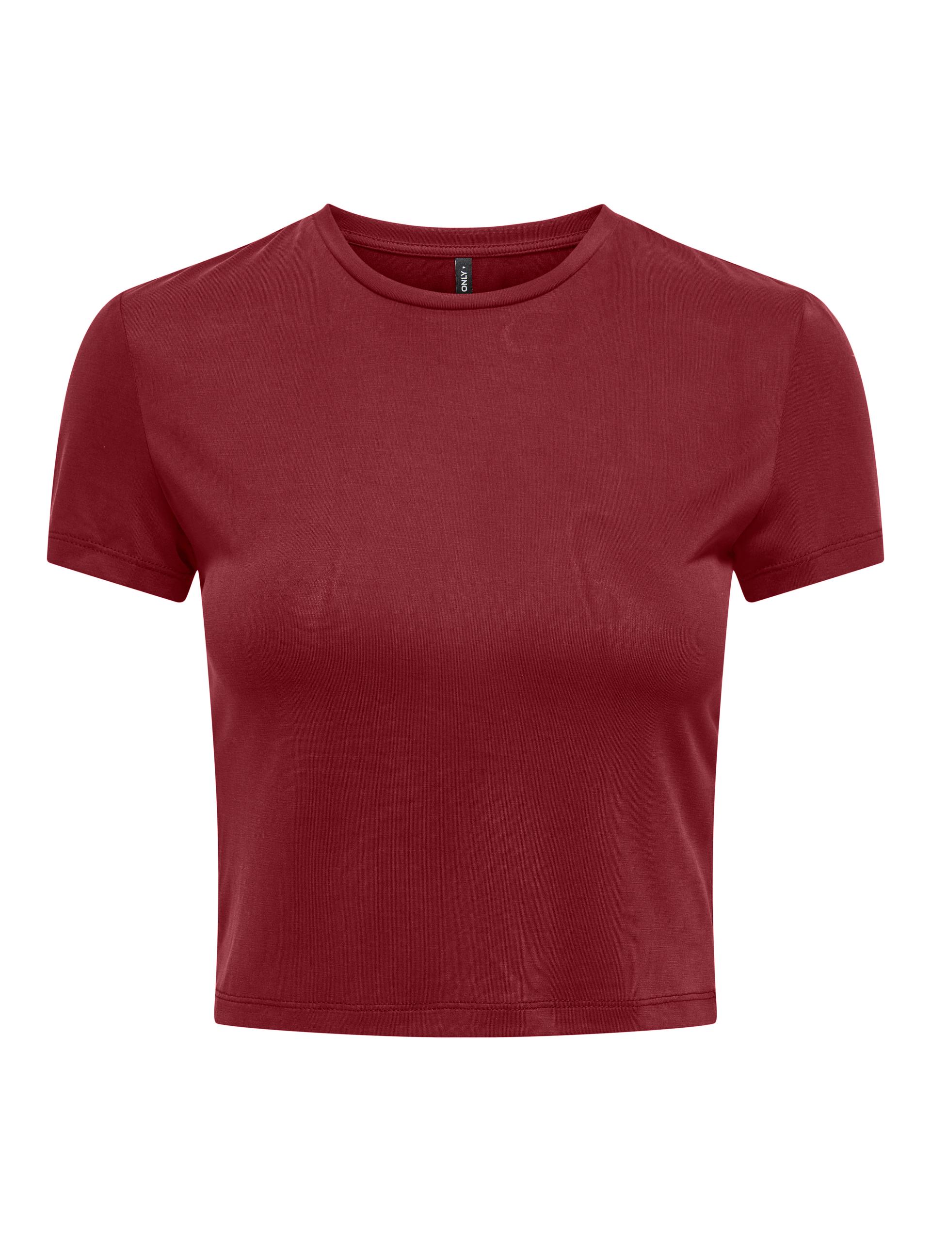 ONLHANNAH S/S O-NECK SHORT TOP JRS XS Normal geschnitten - Ruby Wine
